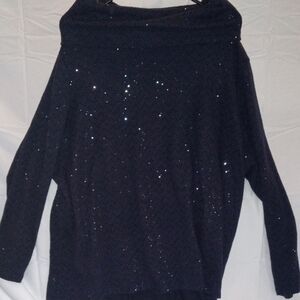 Lane Bryant Off-the-Shoulder Navy Sweater